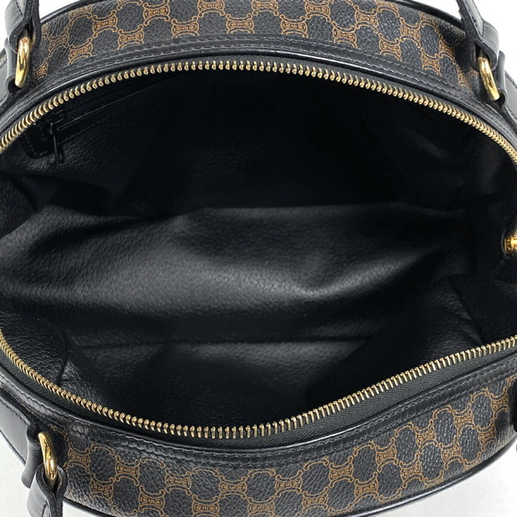 Celine Macadam Pattern Canvas Shoulder Handbag Brown Black - Picture 6 of 6